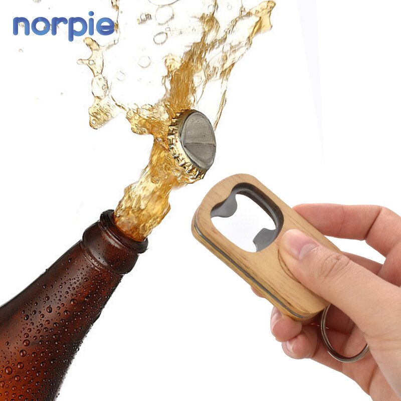 Wood Keychain Manufacturer - Custom Laser Engraved Oak Bottle Opener Keychain