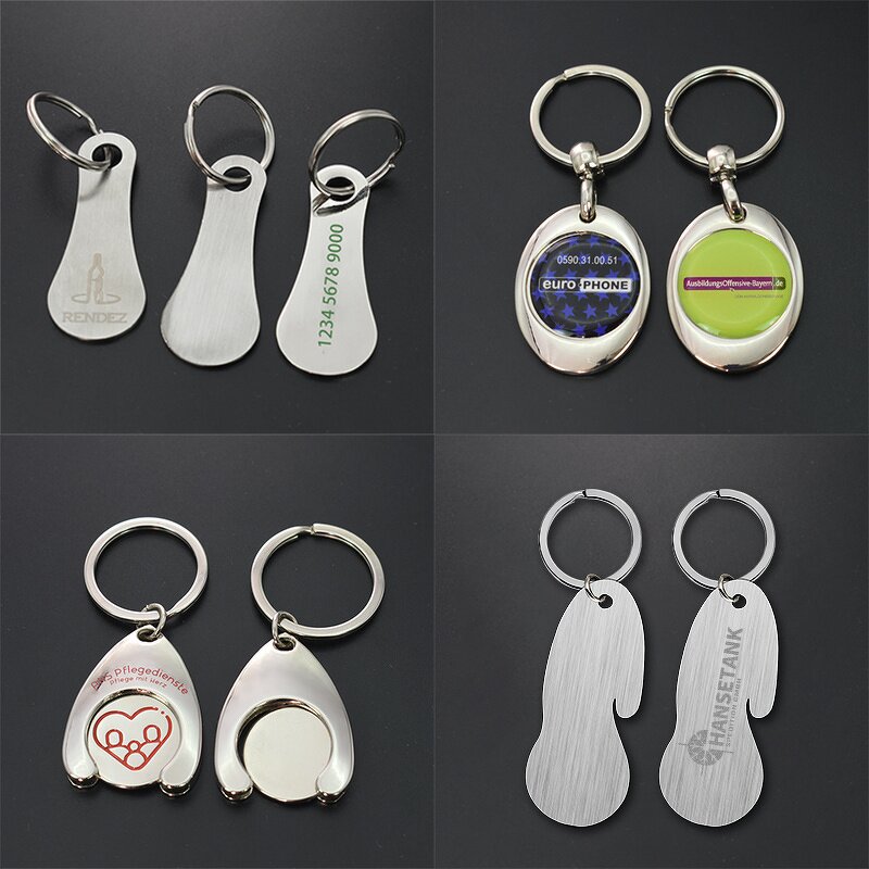 Keychain Manufacturer - Laser Engraved Shopping Trolley Coin Keychain