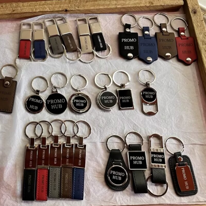 Leather Keychain Manufacturer - Blank Metal Leather Laser Engraving Car Keyring