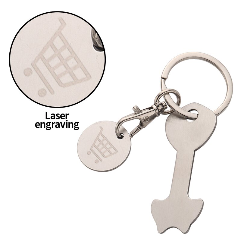 Coin Keychain Manufacturer - Laser Engraved Stainless Steel Shopping Trolley