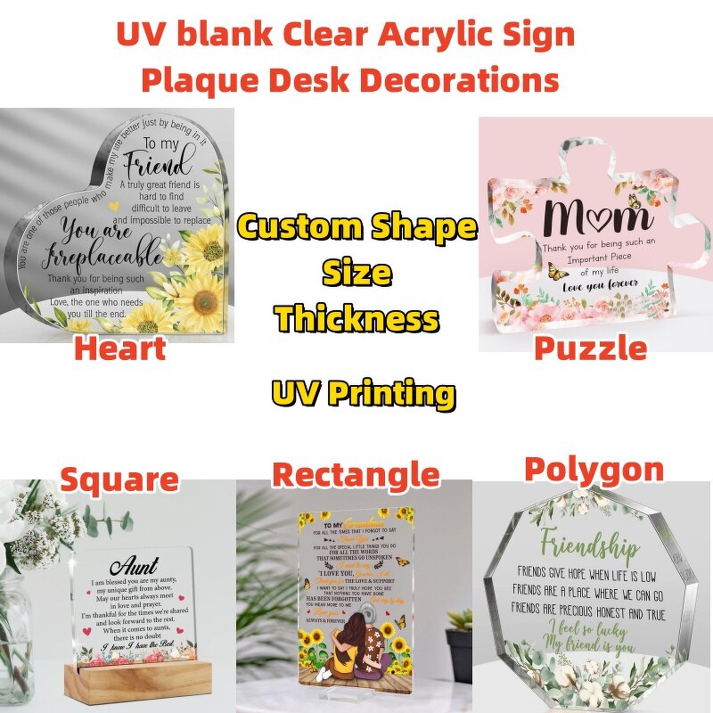 Acrylic Plaque Manufacturer - Custom UV Heart Shape Clear Thanksgiving Block