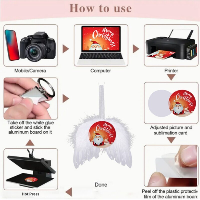 Christmas Pendent Manufacturer - Custom 65mm Sublimation Angel Wings Ornament