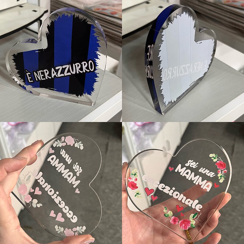 Acrylic Plaque Manufacturer - Custom UV Heart Shape Clear Thanksgiving Block