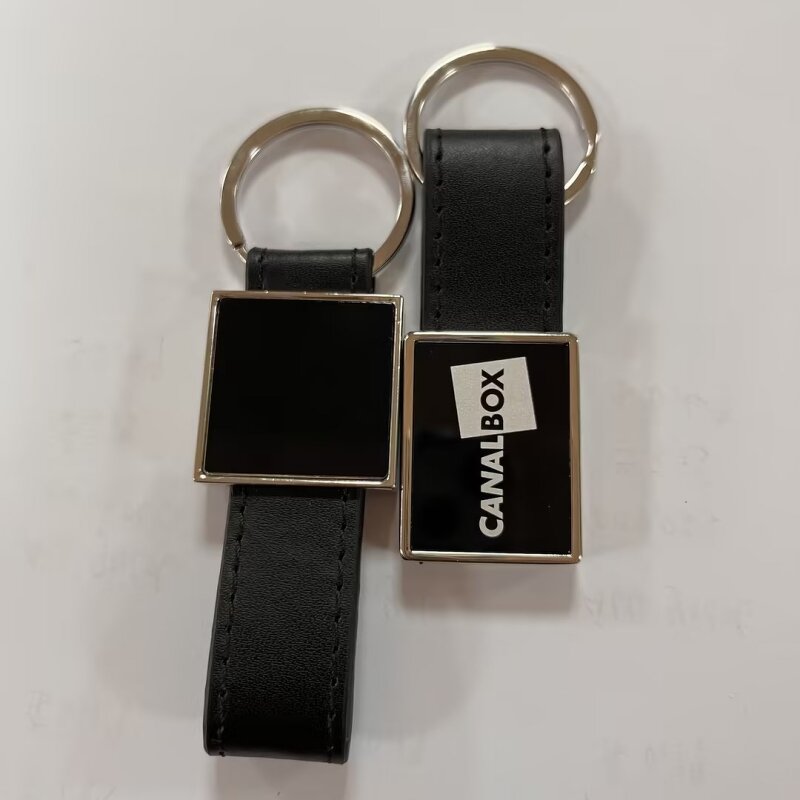 Leather Keychain Manufacturer - Blank Metal Leather Laser Engraving Car Keyring