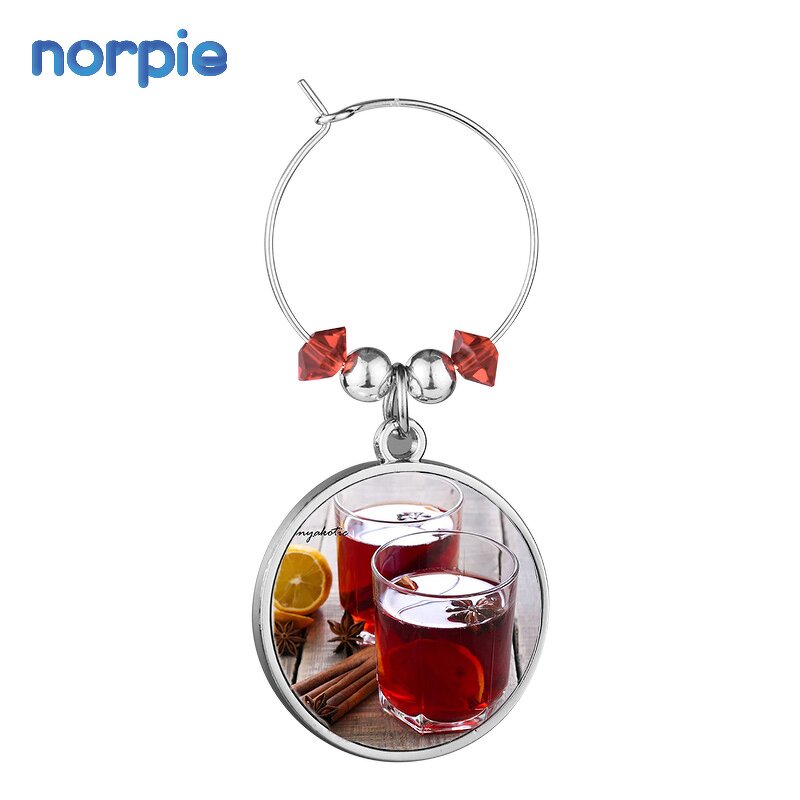 Wine Charm Manufacturer - Sublimation Blank Cork Circle Metal Drink Marker
