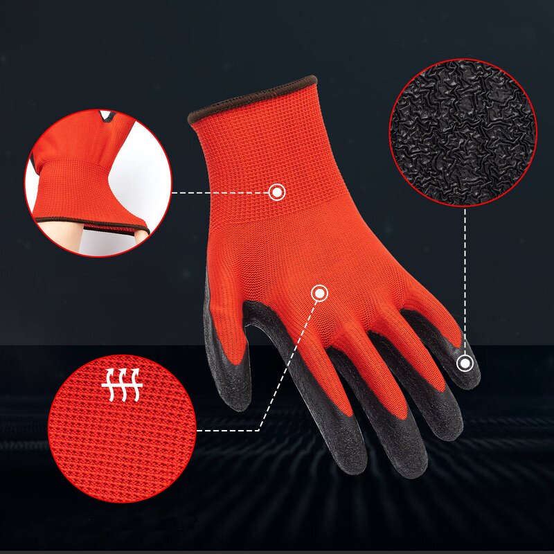 Construction Gloves Manufacturer - Wholesale Nylon Rubber Latex Crinkle Palm