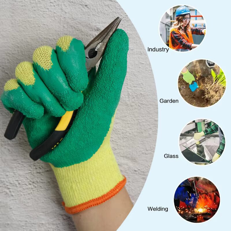 Heavy Duty Safety Gloves Supplier - Men Industrial Grip Latex Construction