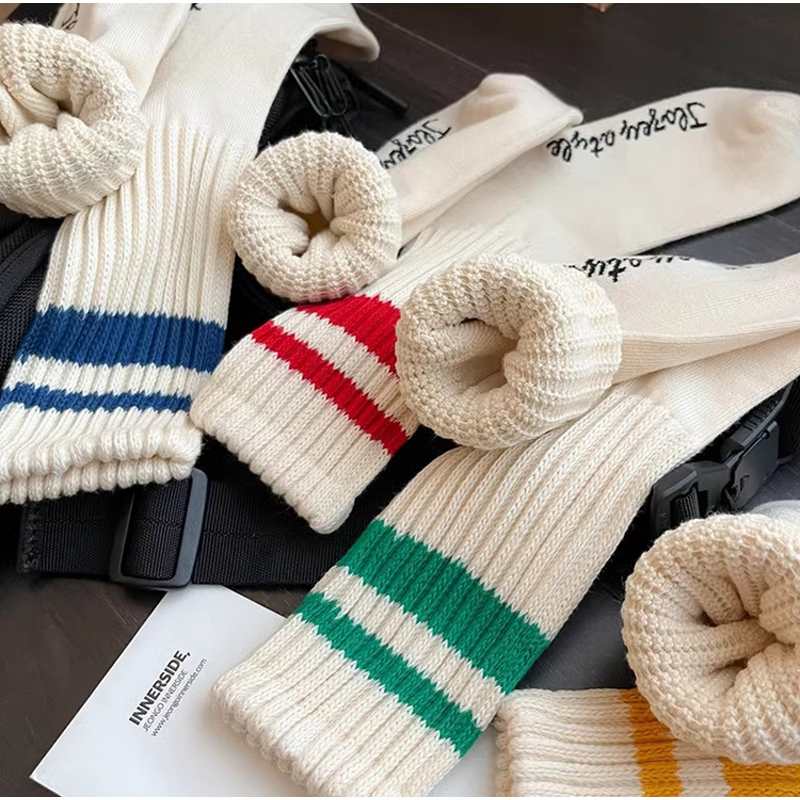 Sports Socks Supplier - Custom Thick Ribs Stripe Terry Warm Cotton Medium