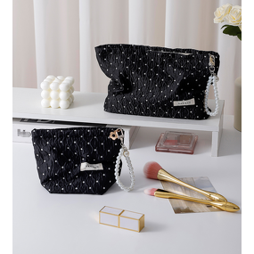 Makeup Bag Factory - Multi Function Black Polka Dot Lightweight Portable
