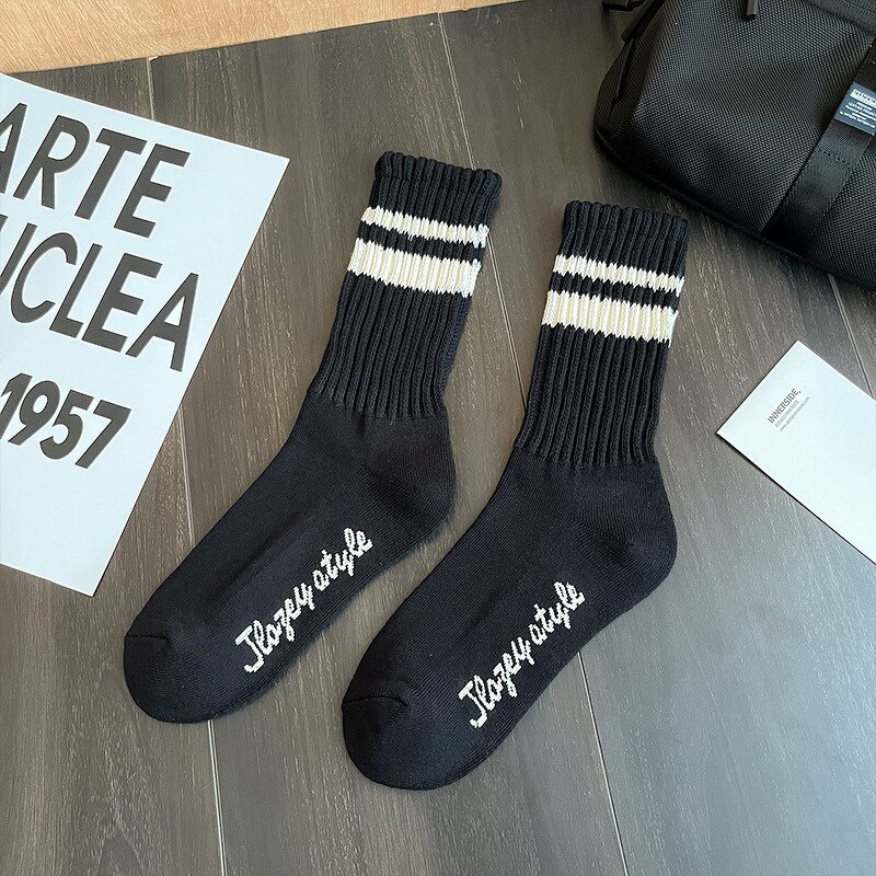Sports Socks Supplier - Custom Thick Ribs Stripe Terry Warm Cotton Medium