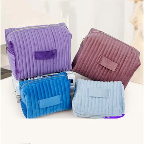 Velvet Makeup Bag Supplier - Custom Logo Zipper Large Capacity Portable