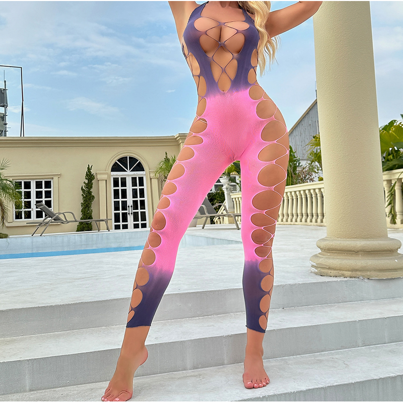 Fishnet Bodysuit Factory - 2026 Gradient Color Geometric Pattern Pantyhose