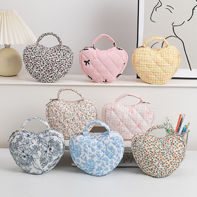 Toiletry Bag Manufacturer - Custom Logo Quilted Floral Knot Heart Shape