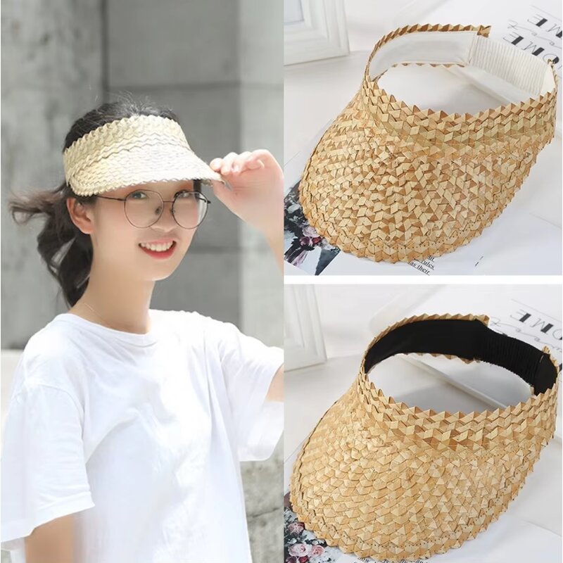 Visor Hat Factory - 2025 Summer Sunscreen Foldable Wheat Straw UV Protection