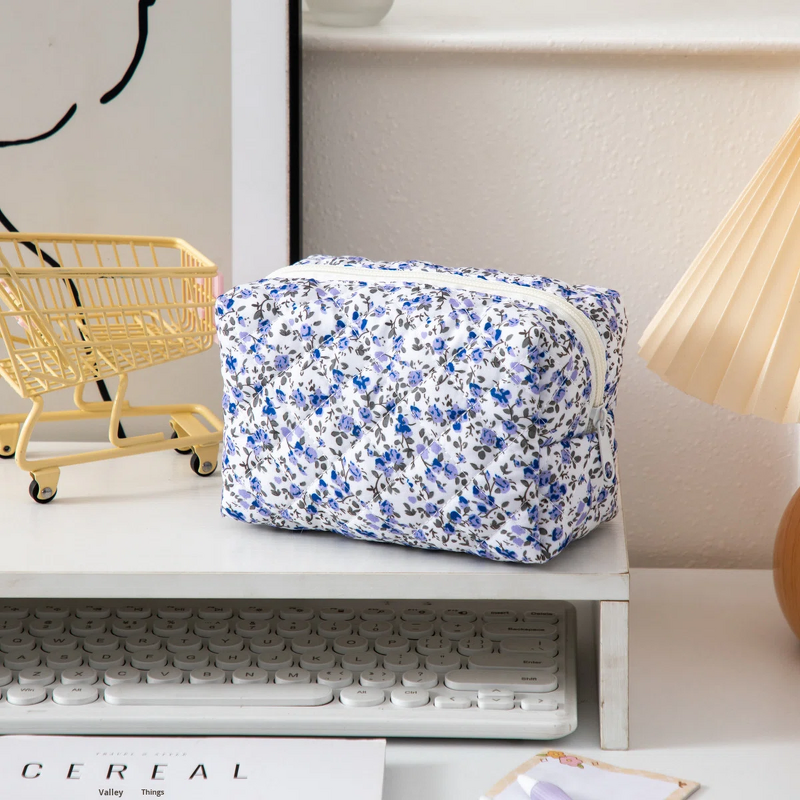 Cosmetic Bag Factory - Wholesale Custom Logo Quilted Soft Floral Pattern