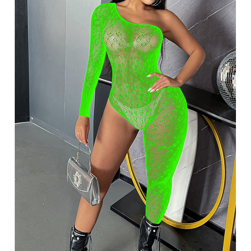 Sexy Underwear Factory - Wholesale Long Sleeved Half Leg Transparent Hollow