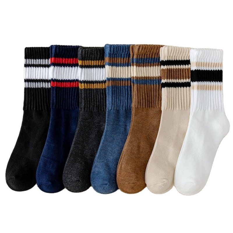 Crew Socks Supplier - Wholesale Custom Retro Towel Red Stripes Cotton