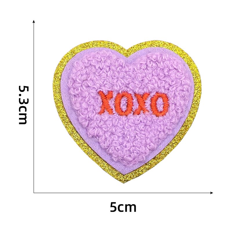 Heart Iron on Patches Manufacturer - Gold Glitter Chenille Valentine Gift