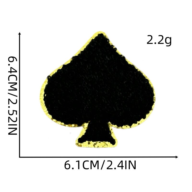 Playing Card Iron on Patches Factory - Dice Design Glitter Chenille Clothes