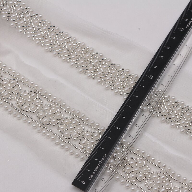 Glass Bead Lace Trim Factory - 6cm Width White Garment Accessories DIY