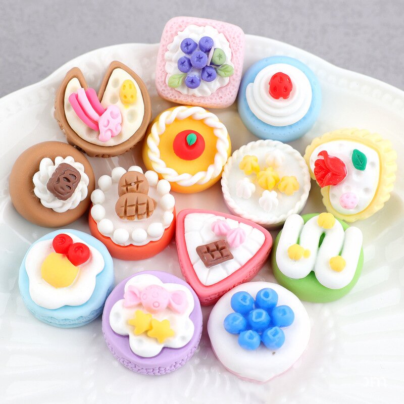 Miniature Food Resin Cabochon Factory - Bulk 100pcs/bag Cake Bread DIY