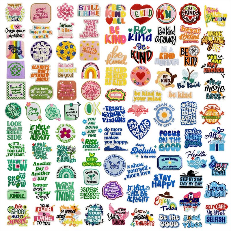 Embroidered Patches Manufacturer - Positive Energy Slogan Iron on