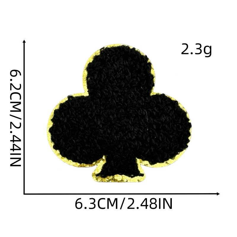 Playing Card Iron on Patches Factory - Dice Design Glitter Chenille Clothes