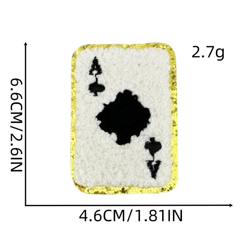 Playing Card Iron on Patches Factory - Dice Design Glitter Chenille Clothes