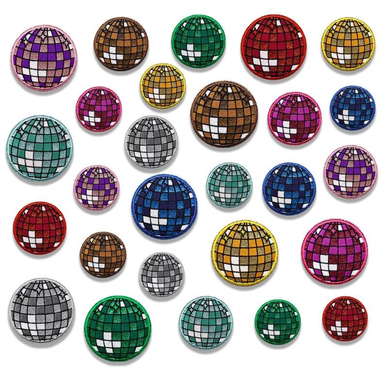 Glitter Iron on Patches Manufacturer - Heart Disco Ball Shape for Hat