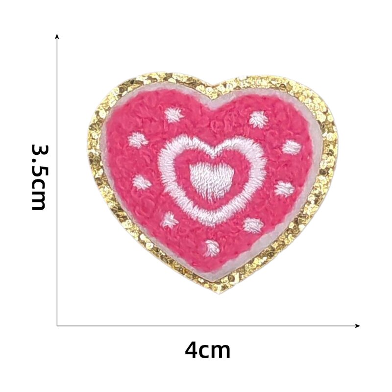 Heart Iron on Patches Manufacturer - Gold Glitter Chenille Valentine Gift