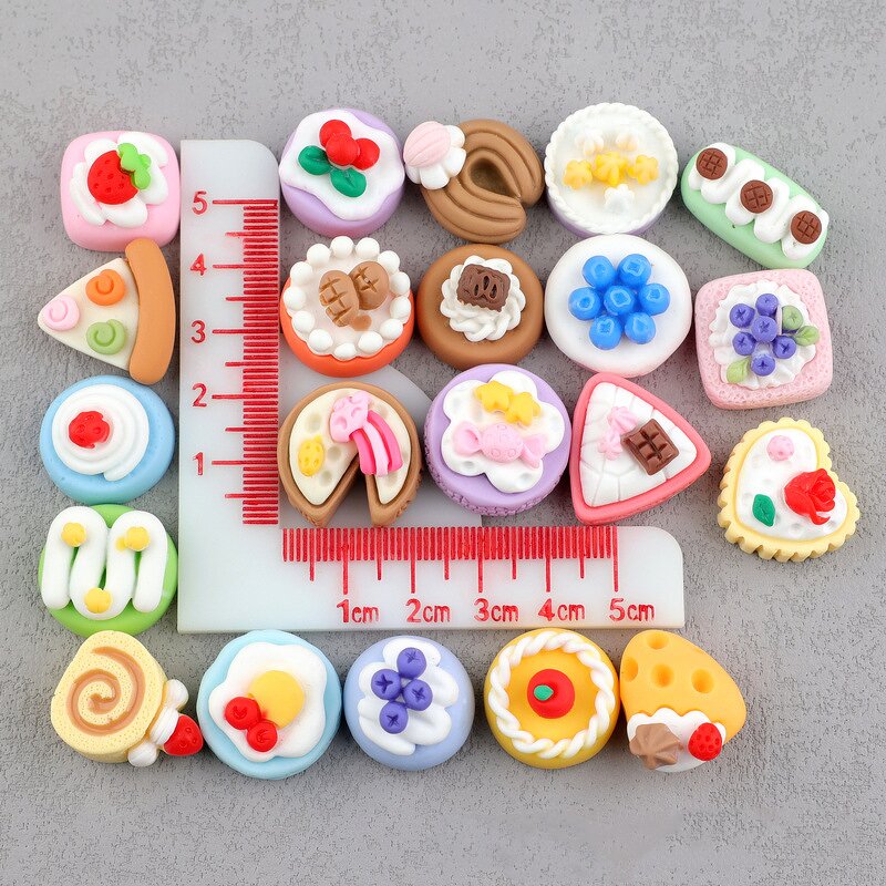 Miniature Food Resin Cabochon Factory - Bulk 100pcs/bag Cake Bread DIY