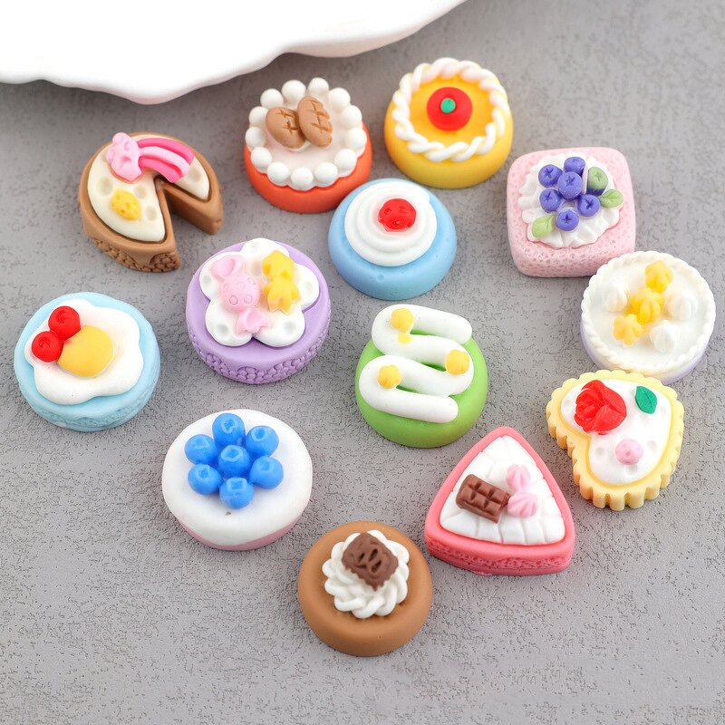 Miniature Food Resin Cabochon Factory - Bulk 100pcs/bag Cake Bread DIY
