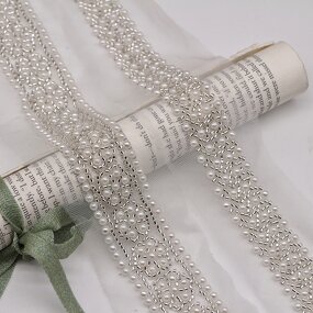 Glass Bead Lace Trim Factory - 6cm Width White Garment Accessories DIY