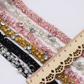 Pearl Lace Trim Manufacturer - 1.2cm Width Crystal for Clothes Shoes