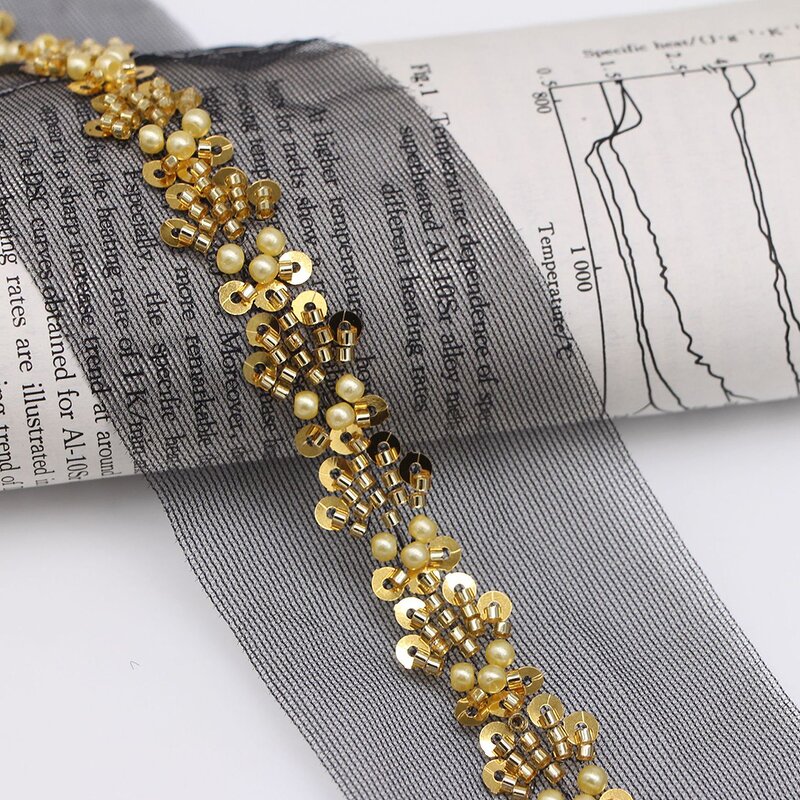 Beaded Lace Trim Factory - Custom Hand Sewing Sequin Mesh Collar