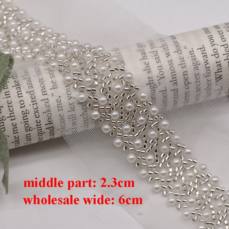 Glass Bead Lace Trim Factory - 6cm Width White Garment Accessories DIY