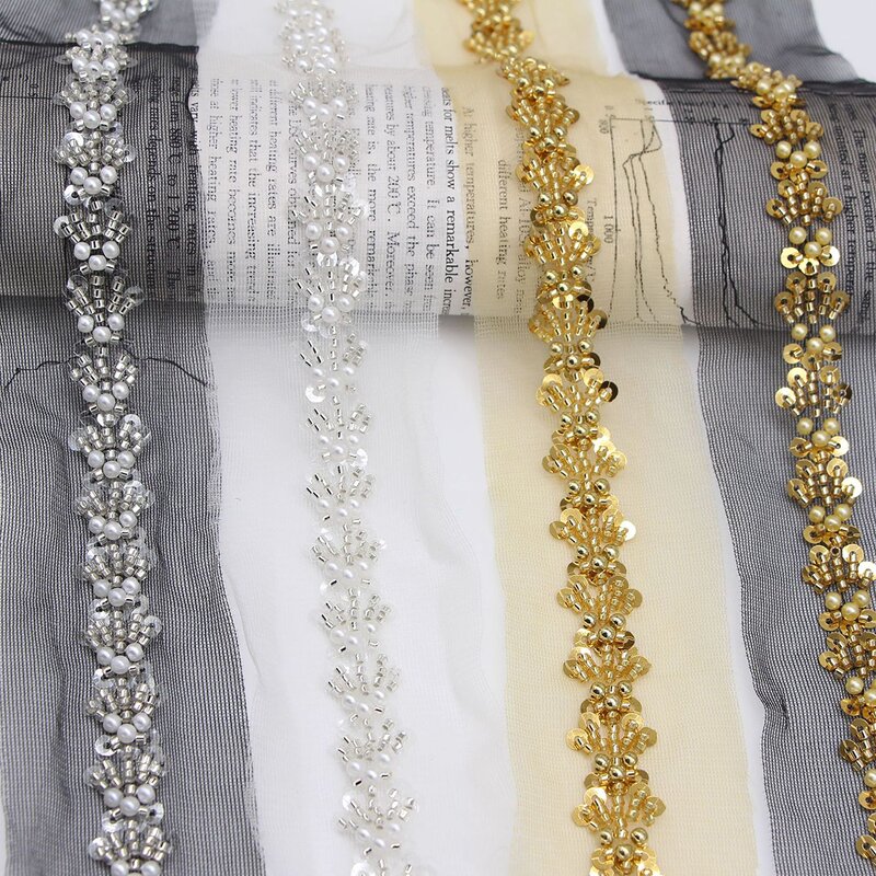 Beaded Lace Trim Factory - Custom Hand Sewing Sequin Mesh Collar