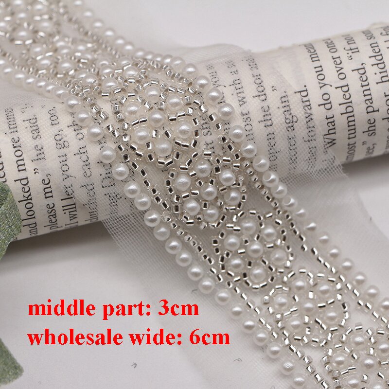 Glass Bead Lace Trim Factory - 6cm Width White Garment Accessories DIY