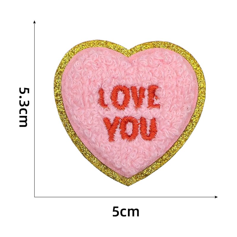 Heart Iron on Patches Manufacturer - Gold Glitter Chenille Valentine Gift