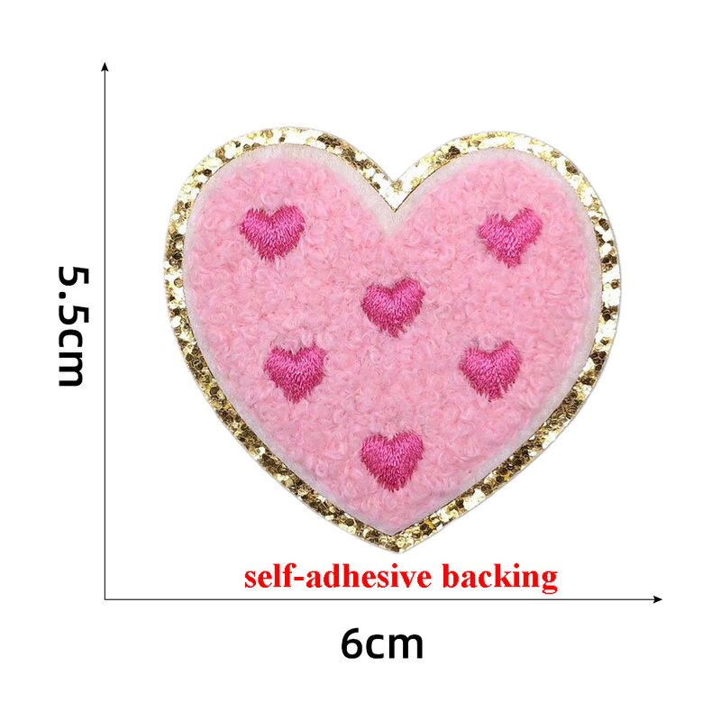 Heart Iron on Patches Manufacturer - Gold Glitter Chenille Valentine Gift
