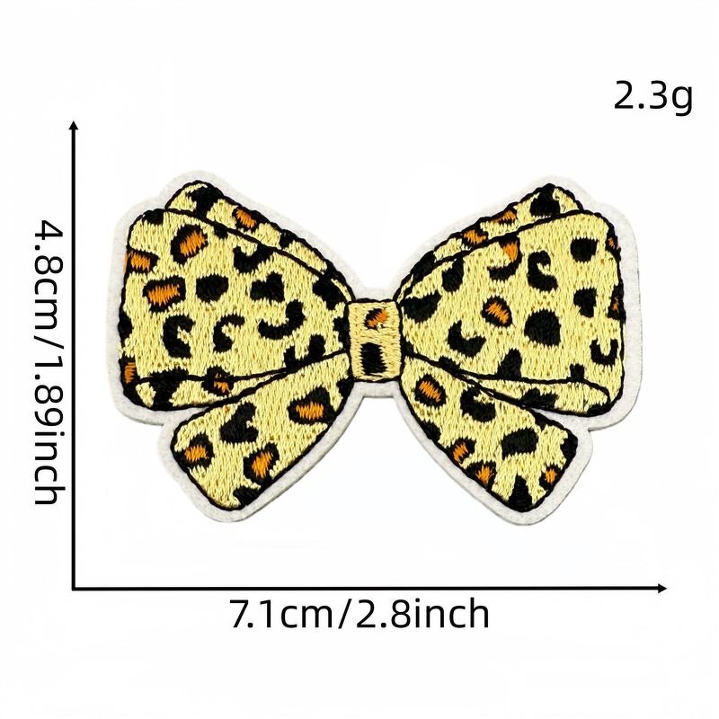 Embroidered Patches Factory - Coffee Leopard Pattern Star Heart Bow