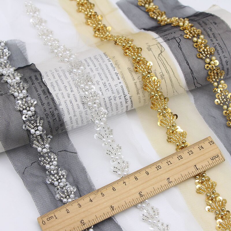 Beaded Lace Trim Factory - Custom Hand Sewing Sequin Mesh Collar