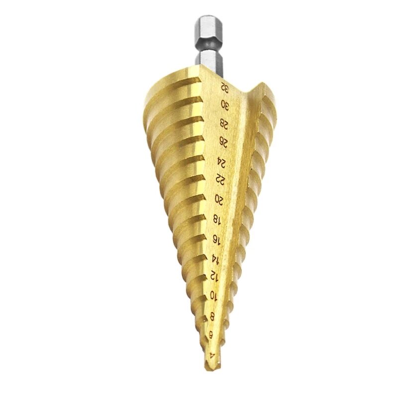 Step Drill Bit Manufacturer - 4-32mm HSS Titanium Coated Metric Cone