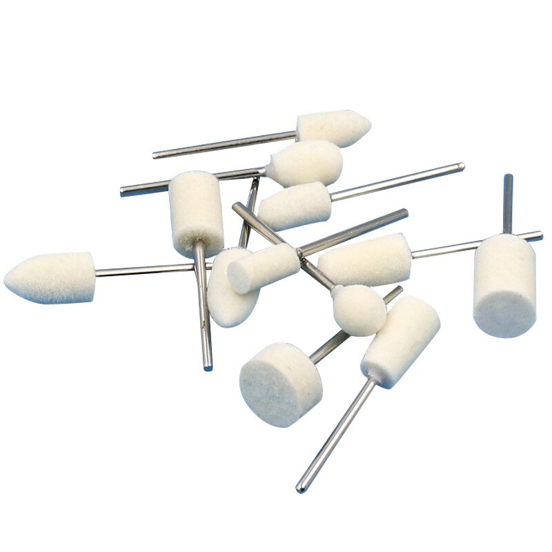 Wool Felt Wheel Factory - 12pcs 2.35mm Shank 8-11.8mm Polishing Head