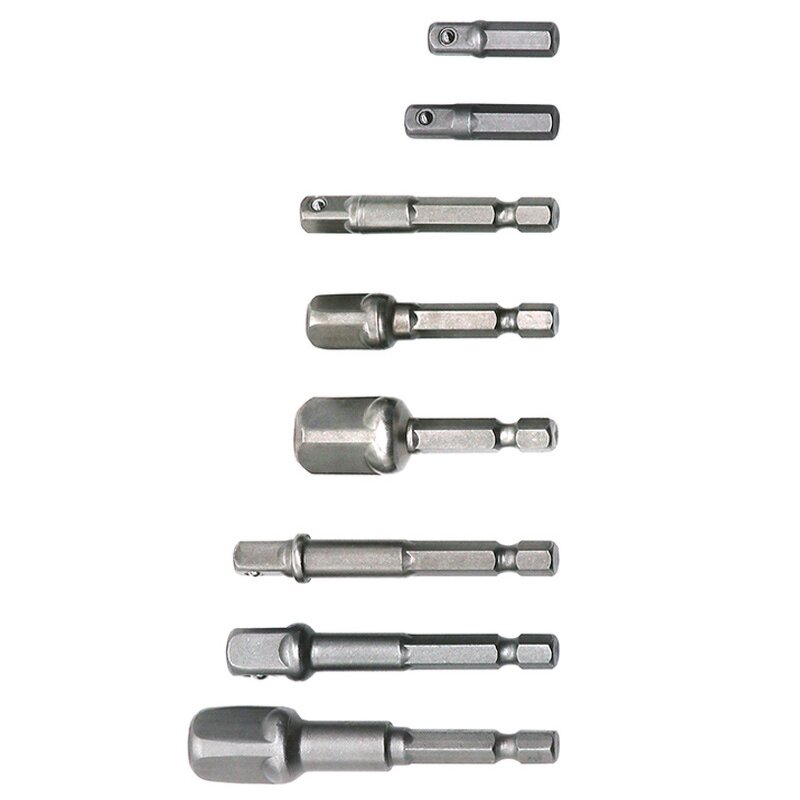 Drill Socket Adapter Factory - 8pcs Hex to Square Converter Extension