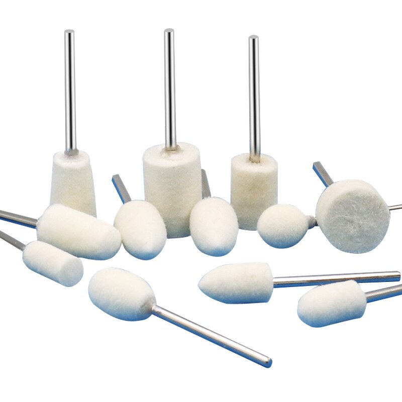 Wool Felt Wheel Factory - 12pcs 2.35mm Shank 8-11.8mm Polishing Head