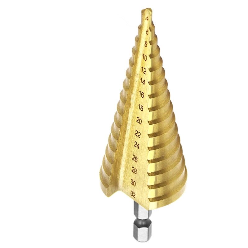 Step Drill Bit Manufacturer - 4-32mm HSS Titanium Coated Metric Cone