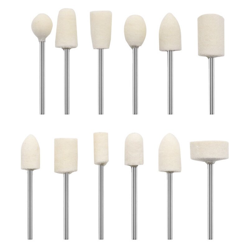 Wool Felt Wheel Factory - 12pcs 2.35mm Shank 8-11.8mm Polishing Head