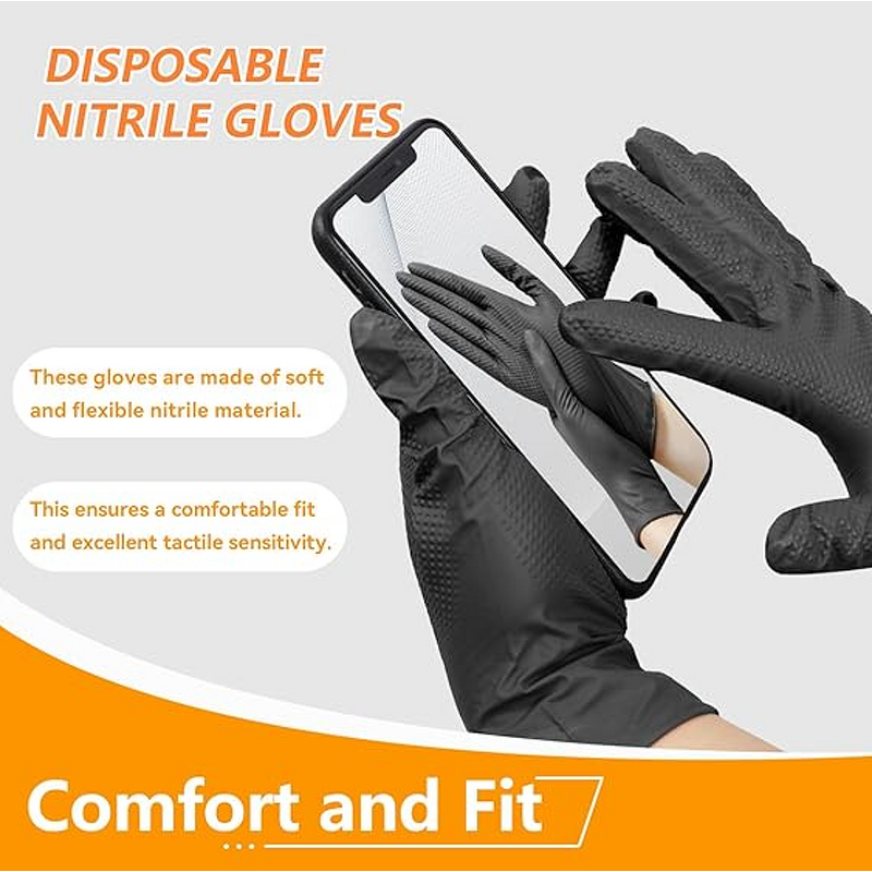 Nitrile Gloves Factory - Chemical Resistant Diamond Textured 8 Mil 100 Pcs