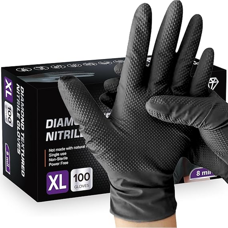 Nitrile Gloves Factory - Chemical Resistant Diamond Textured 8 Mil 100 Pcs